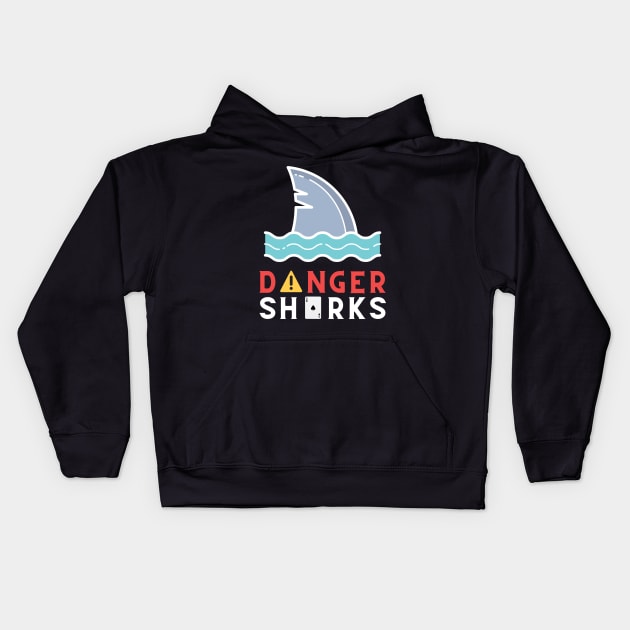 Poker Danger Sharks Fish Kids Hoodie by Elysian Alcove